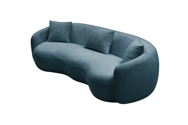 English Elm Mid Century Modern Boucle Curved Sofa Sculptural Half Moon Seat for Living Rooms Blue W876102840