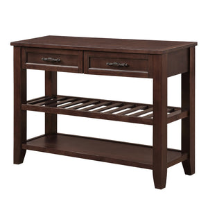 English Elm Console Sofa Table Solid Wood Distressed Finish Two Drawers Open Shelves Entryway Espresso W1202P360974