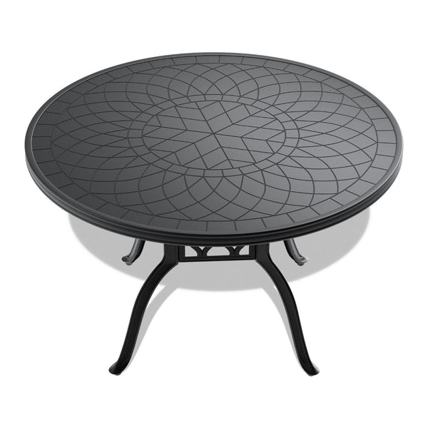 English Elm 47.24-Inch Cast Aluminum Round Dining Table With Black Frame – Stylish, Durable & Weather-Resistant! W1710P166028-GIGA