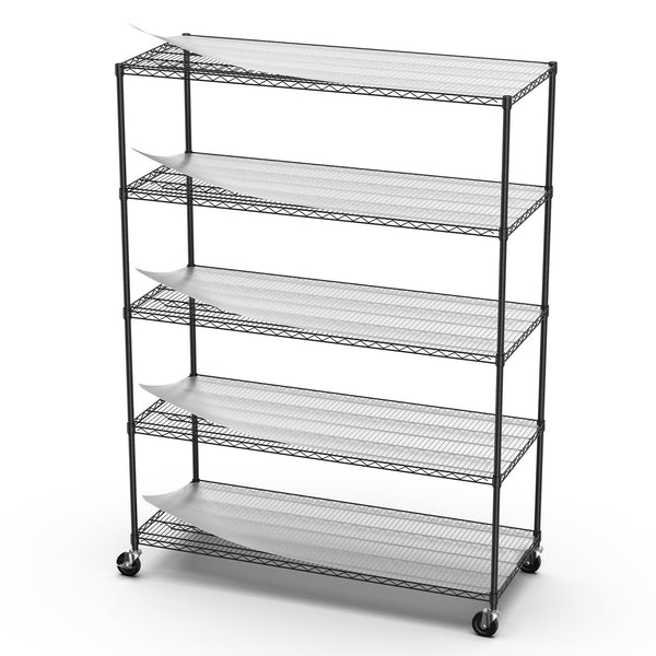 English Elm 5 Tier 7500Lbs Heavy-Duty Adjustable Storage Rack With Wheels & Liners - Versatile Wire Shelving Unit W155083059