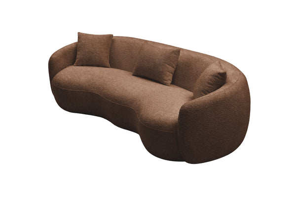 English Elm Mid Century Modern Boucle Curved Sofa Sculptural Half Moon Seat for Living Rooms Brown W876102842