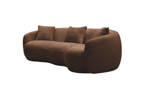English Elm Mid Century Modern Boucle Curved Sofa Sculptural Half Moon Seat for Living Rooms Brown W876102842