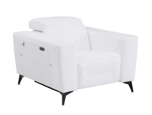 English Elm Global Top-Grain Italian Leather Power Recliner Chair With Usb Charger & Stylish Chrome Legs B05777846