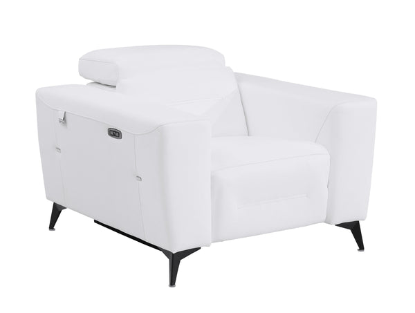 English Elm Global Top-Grain Italian Leather Power Recliner Chair With Usb Charger & Stylish Chrome Legs B05777846