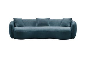 English Elm Mid Century Modern Boucle Curved Sofa Sculptural Half Moon Seat for Living Rooms Blue W876102840