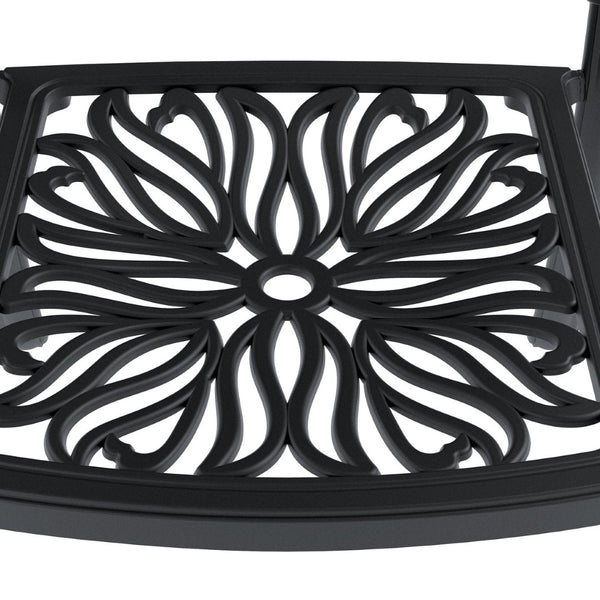 English Elm Cast Aluminum Outdoor Dining Chairs Set of 4 with Carved Relief Frame and Brown Cushions W1710S00504