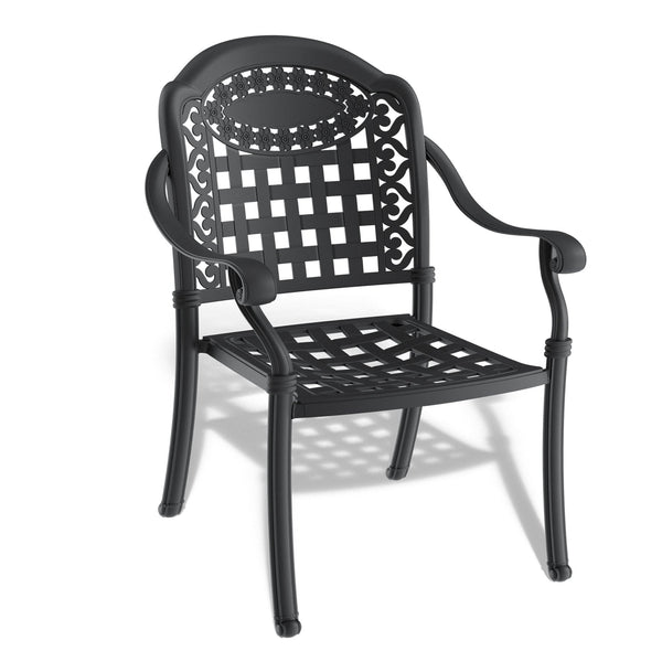 English Elm 7-Piece Durable Cast Aluminum Patio Set With Blue Cushions - Stylish Outdoor Dining & Comfort W1710S00497