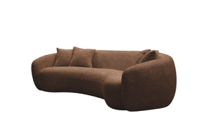 English Elm 5-Seater Boucle Sofa Modern Sectional Half Moon Leisure Couch Curved Sofa Teddy Fleece Brown