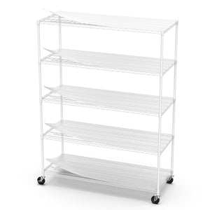 English Elm 5 Tier Heavy Duty 7500Lbs Adjustable Metal Storage Rack With Wheels & Shelf Liners - 82" H X 60" L W155083061