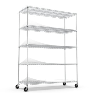 English Elm 5 Tier Heavy Duty Adjustable Storage Rack - 7500Lbs Capacity Metal Shelving Unit With Wheels & Liners W155083060