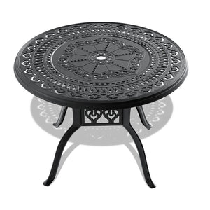 English Elm 5-piece Cast Aluminum Outdoor Dining Set with Swivel Chairs and Round Patio Table W1710S00342