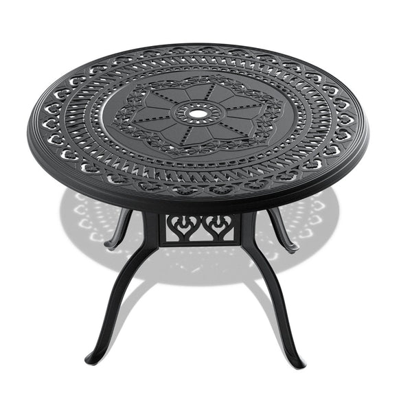 English Elm 39.37-Inch Cast Aluminum Patio Dining Table For 4 With Umbrella Hole, Weather-Resistant & Stylish W1710P166027-GIGA