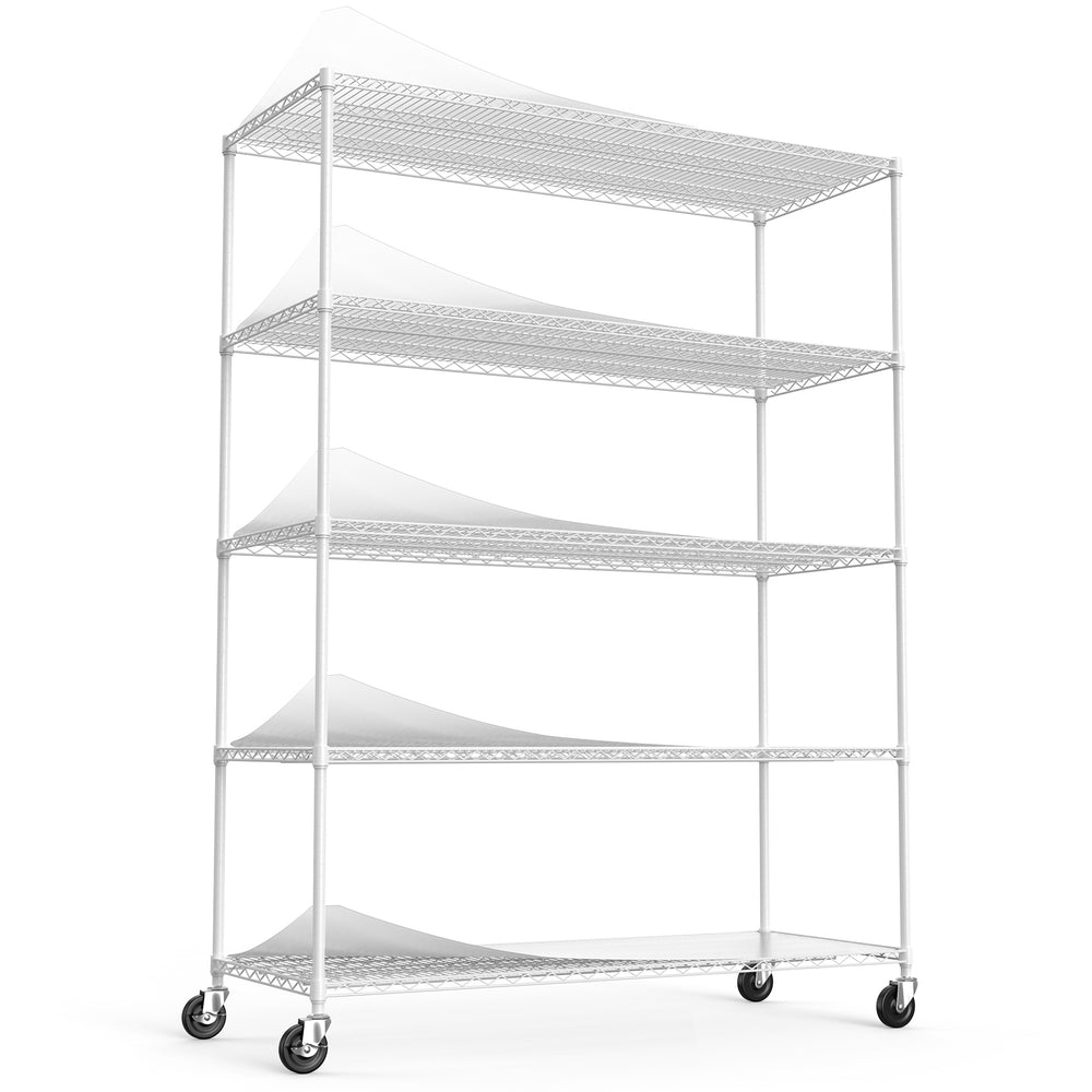 English Elm 5 Tier Heavy Duty 7500Lbs Adjustable Metal Storage Rack With Wheels & Shelf Liners - 82" H X 60" L W155083061