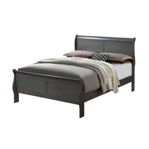 English Elm Classic Sleigh Bed Queen Size Solid Wood Louis Phillipe Design Transitional Master Bedroom Focal Piece Gray 27 L x 57 W x 6 H B011S02031