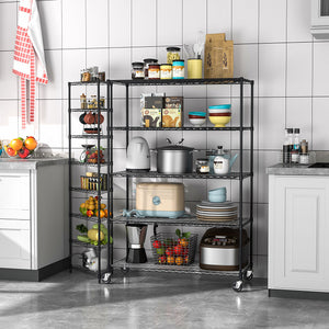 English Elm 5 5-Tier Heavy Duty Adjustable Storage Rack — 6000lb Capacity, NSF-Certified Wire Shelving on Wheels Black W155083056