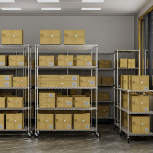 English Elm 5 5-Tier Heavy Duty Adjustable Storage Rack — 6000lb Capacity, NSF-Certified Wire Shelving on Wheels Chrome W155083057
