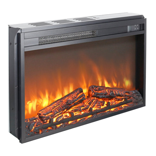 English Elm 26 Inch Electric Fireplace Insert Ultra Thin Log Set Led Flame with Remote Timer W1769103309