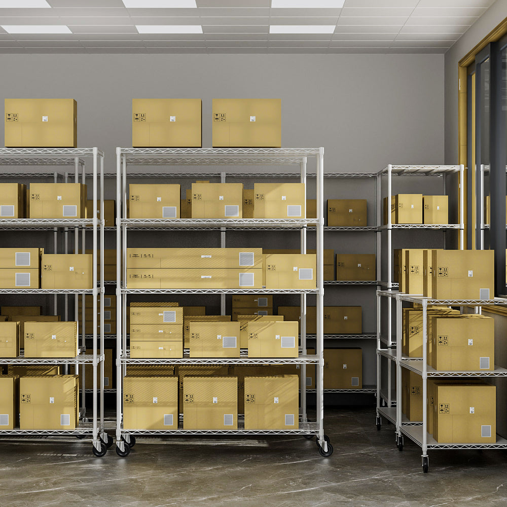 English Elm 5 5-Tier Heavy Duty Adjustable Storage Rack — 6000lb Capacity, NSF-Certified Wire Shelving on Wheels White W155083058