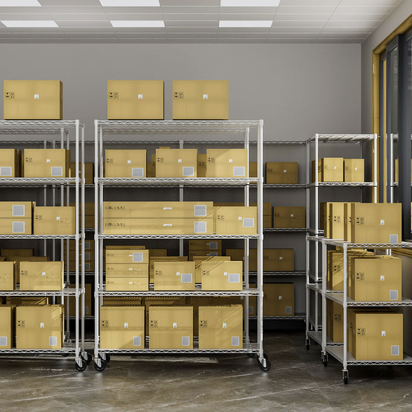 English Elm 5 5-Tier Heavy Duty Adjustable Storage Rack — 6000lb Capacity, NSF-Certified Wire Shelving on Wheels White W155083058