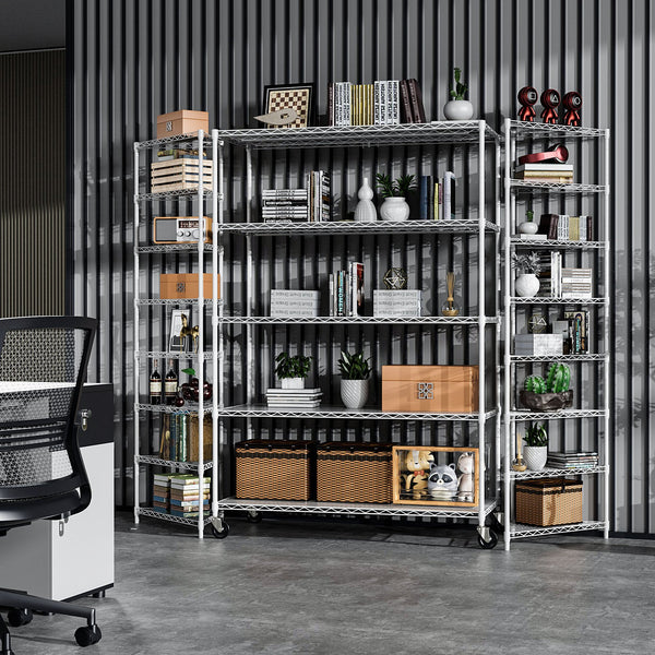 English Elm 5 5-Tier Heavy Duty Adjustable Storage Rack — 6000lb Capacity, NSF-Certified Wire Shelving on Wheels White W155083058