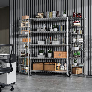 English Elm 5 5-Tier Heavy Duty Adjustable Storage Rack — 6000lb Capacity, NSF-Certified Wire Shelving on Wheels Chrome W155083057