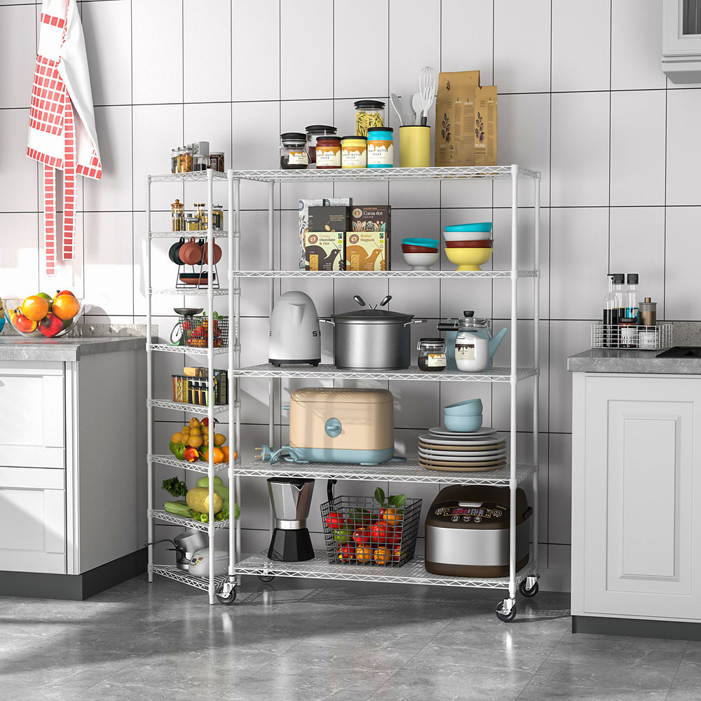 English Elm 5 5-Tier Heavy Duty Adjustable Storage Rack — 6000lb Capacity, NSF-Certified Wire Shelving on Wheels White W155083058