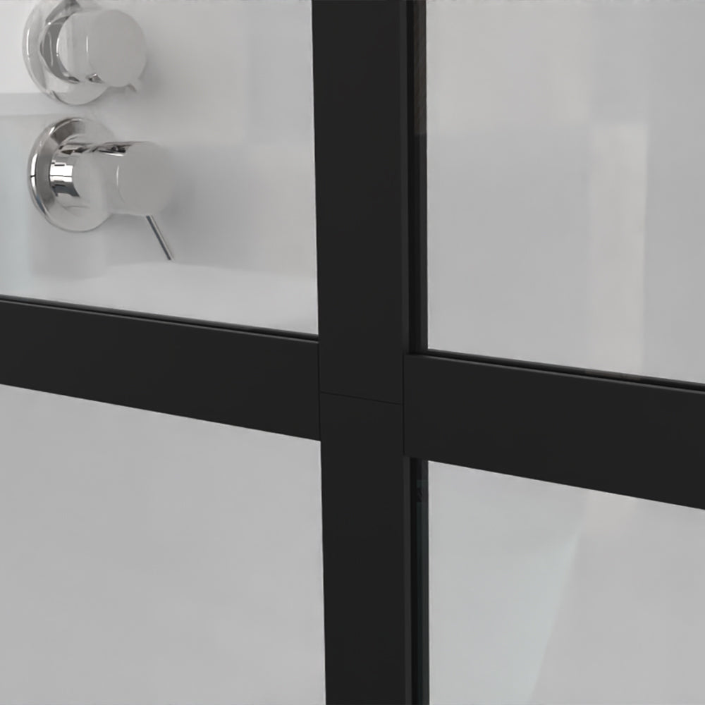 English Elm Goodyo Walk-In Wetroom Shower Screen 46"x72" Black Aluminum Frame Tempered Glass Open-Entry Panel D16312035