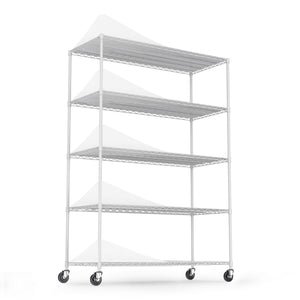 English Elm 5 5-Tier Heavy Duty Adjustable Storage Rack — 6000lb Capacity, NSF-Certified Wire Shelving on Wheels White W155083058