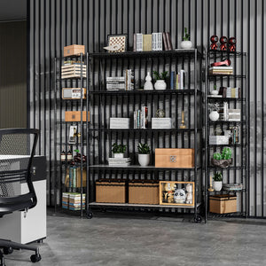 English Elm 5 5-Tier Heavy Duty Adjustable Storage Rack — 6000lb Capacity, NSF-Certified Wire Shelving on Wheels Black W155083056