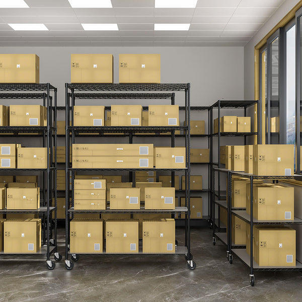 English Elm 5 5-Tier Heavy Duty Adjustable Storage Rack — 6000lb Capacity, NSF-Certified Wire Shelving on Wheels Black W155083056