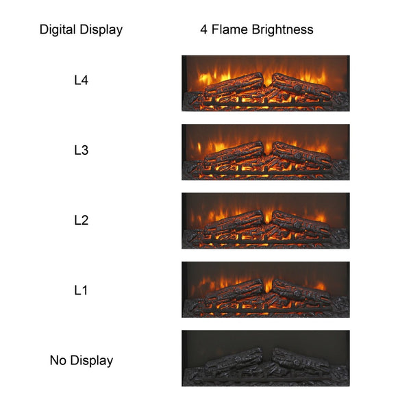 English Elm 26 Inch Electric Fireplace Insert Ultra Thin Log Set Led Flame with Remote Timer W1769103309