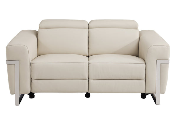 English Elm Global United Italian Leather Power Reclining Loveseat with Usb Port and Chrome Legs B05777830