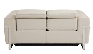 English Elm Global United Italian Leather Power Reclining Loveseat with Usb Port and Chrome Legs B05777830