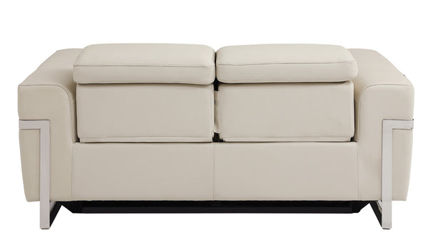 English Elm Global United Italian Leather Power Reclining Loveseat with Usb Port and Chrome Legs B05777830