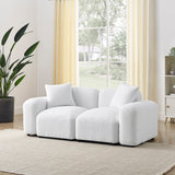 Hearth and Haven L-Shape Modular Sectional Sofa, Diy Combination, Teddy Fabric, White W487S00148