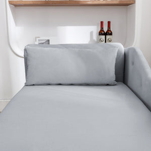 English Elm Beige Velvet Chaise with Hidden Storage Tufted Back Nailhead Trim Rolled Arm Lounge Grey W1170100897