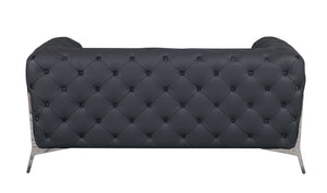 English Elm Global Transitional Top Grain Italian Leather Loveseat with 3-Layer High Density Foam & Chrome Legs Gray B05777752