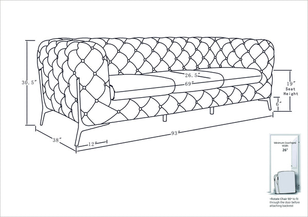 English Elm Global Luxurious 100% Top Grain Italian Leather Sofa - Stylish, Durable Comfort For Modern Living Spaces B05777744