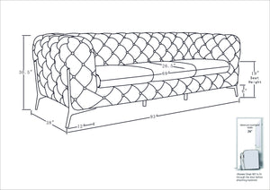 English Elm Global Luxurious Transitional Top Grain Italian Leather Sofa with 3-Layer High-Density Foam, Chrome Legs, Solid Brazilian Wood Frame Gray B05777753