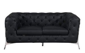 English Elm Global Luxurious 100% Italian Leather Loveseat – Stylish Comfort With Solid Frame & Chrome Legs! B05777746