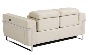 English Elm Global United Italian Leather Power Reclining Loveseat with Usb Port and Chrome Legs B05777830