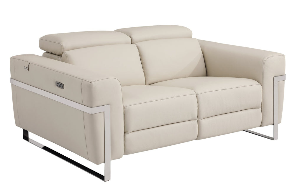 English Elm Global United Italian Leather Power Reclining Loveseat with Usb Port and Chrome Legs B05777830