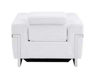 English Elm Global Top-Grain Italian Leather Power Recliner Chair - Luxurious Comfort & Modern Style In White B05777837