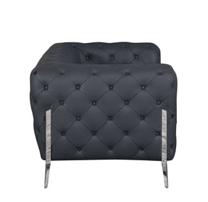 English Elm Global Transitional Top Grain Italian Leather Loveseat with 3-Layer High Density Foam & Chrome Legs Gray B05777752