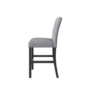 English Elm TOPMAX Counter Height 5-Piece Dining Set — Two-Tone Black Wood & Gray Upholstery, Durable Rubberwood SP000228AAB