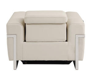 English Elm Global Top-Grain Italian Leather Power Recliner Chair With Usb Charger & Stylish Stainless Steel Legs B05777831