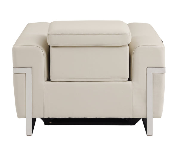 English Elm Global Top-Grain Italian Leather Power Recliner Chair With Usb Charger & Stylish Stainless Steel Legs B05777831
