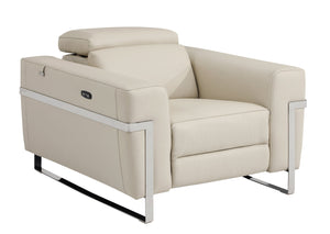 English Elm Global Top-Grain Italian Leather Power Recliner Chair With Usb Charger & Stylish Stainless Steel Legs B05777831