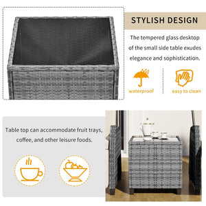 English Elm U_style Outdoor Hdpe Rattan Two Person Lounge Set with Tempered Glass Coffee Table WY000325AAA