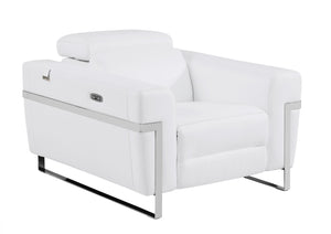 English Elm Global Top-Grain Italian Leather Power Recliner Chair - Luxurious Comfort & Modern Style In White B05777837